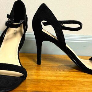 Black Strappy Stiletto Heel Sandals